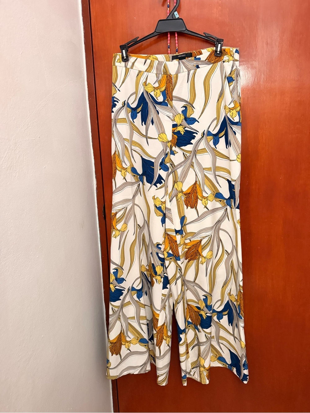 Forever 21 Pants with Mustard & Blue Floral Print